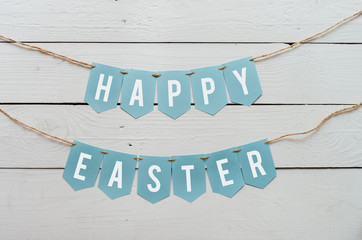 Happy easter banner lettering. Holiday postcard template. Space for text, copy.