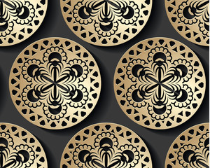 Wall Mural - Seamless luxury pattern 3d gold illustration vector