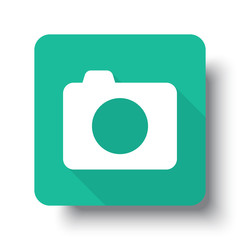 Wall Mural - flat white camera web icon on green button with drop shadow