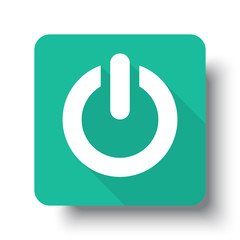 Wall Mural - flat white power web icon on green button with drop shadow