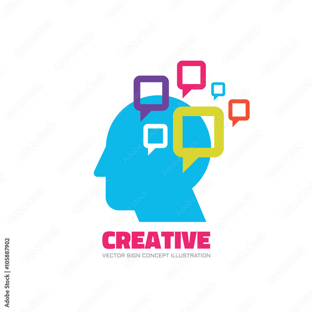 Creative vector logo concept illustration. Idea logo. Human head logo ...