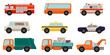 Set of flat style service cars