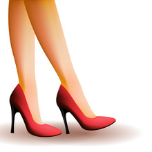 Woman Legs Wearing High Heels