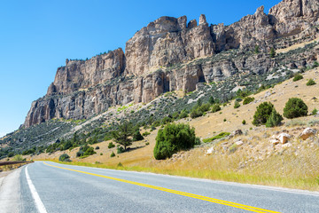 Canvas Print - View of Highway 16 passing through Ten Sleep Canyon in Wyoming