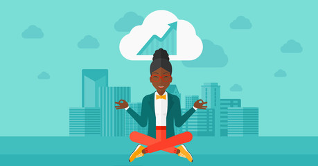 Sticker - Peaceful business woman meditating.