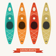 Kayak Boats Vector Colorful Icons