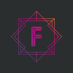 Aufkleber - Letter F logo icon design template. F letter outline monogram. Gradient vector illustration.