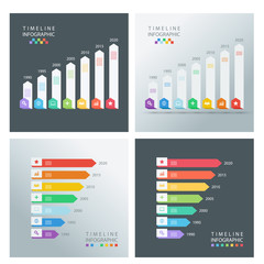 Aufkleber - Set of timeline infographic design templates. Vector illustration for workflow layout, diagram, number options, web design, business presentation.