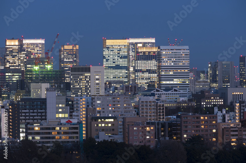 東京都市風景 大手町 丸の内 ビル群 夜景 Stock Photo Adobe Stock