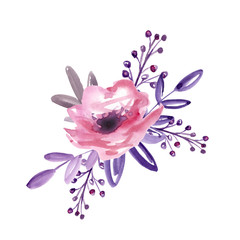 Wall Mural - Floral bouquet with pink flower and purple branches