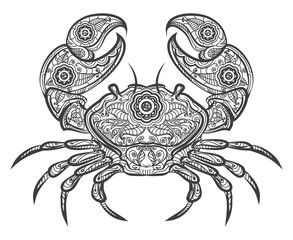 Wall Mural - crab zentangle icon. vector hand drawn crab