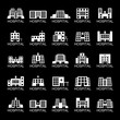 Hospital Building Icons Set-Isolated On Black Background-Vector Illustration,Graphic Design.For Web,Websites,App,Print,Presentation Templates,Mobile Applications And Promotional Material,Collection