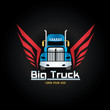 blue truck and red wigs logo screen