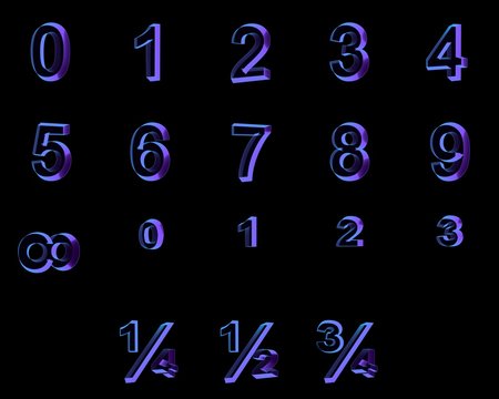 3d font isolated on black background