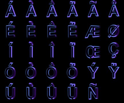 3d font isolated on black background