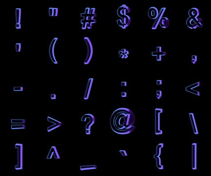 3d font isolated on black background