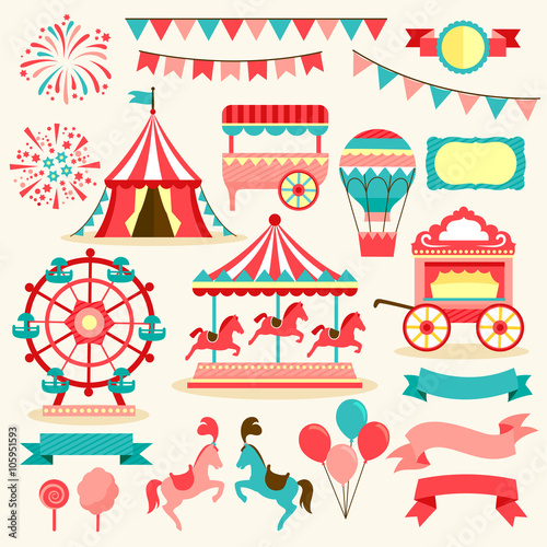 Fotografia collection of elements related to carnival and circus