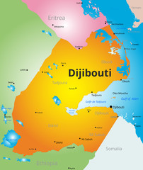 Wall Mural - vector color map of Djibouti 