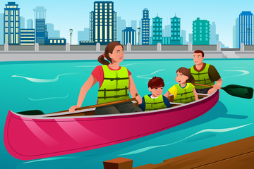 Wall Mural - Family Canoeing Together