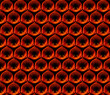  abstract background made of shiny dark orange hexagons with circle pattern (seamless)