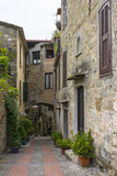 Fototapeta Uliczki - Medieval street view of Dolceacqua in the Italian region Liguria.