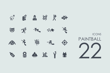 Wall Mural - Set of paintball icons