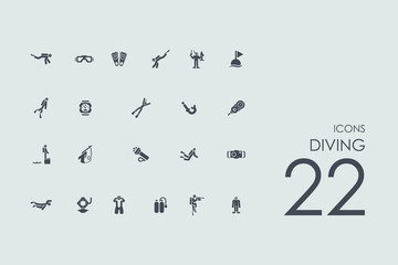 Wall Mural - Set of diving icons