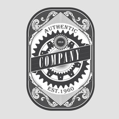 Wall Mural - antique steampunk label vintage frame retro border engraving vec