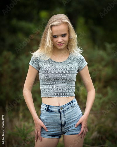 Blonde Girl Belly Button Sexy Stock Photo Photo Stock Beautiful Blond Teen Showing Belly Button | Adobe Stock