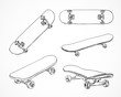 Skateboarding vector illustration. Hand sketched skateboards