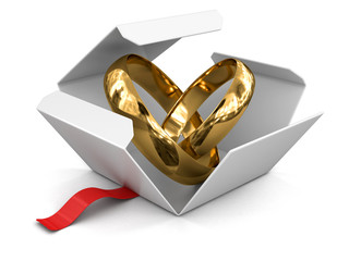 Poster - Open package with rings. Image with clipping path