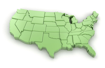 Poster - Map of USA. Image with clipping path.