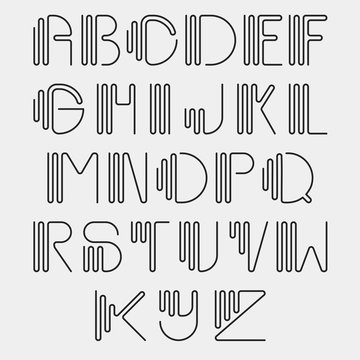 Original curved latin alphabet set.