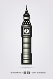 Fototapeta Big Ben - Big Ben, The Elizabeth Tower at London vector silhouette poster