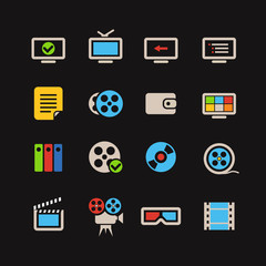 Aufkleber - Cinema color web icons collection
