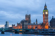 Palace of Westminster, Big Ben clock tower and Westminster Bridge in  London