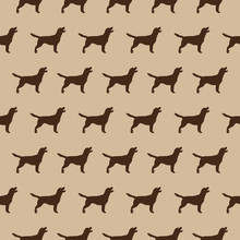 Seamless Pattern With Dogs Silhouette On Beige Background