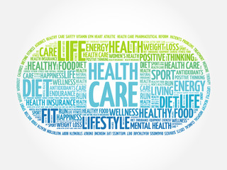 Wall Mural - Health care medical pill word cloud, health concept background