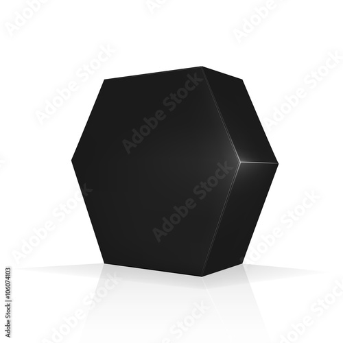 Download VECTOR PACKAGING: Black hexagon packaging box on isolated ...