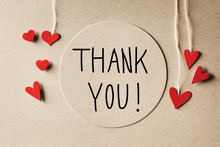 Thank You Message With Small Hearts