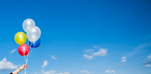 balloon with colorful on blue sky