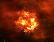 Bright Explosion Flash On Space Backgrounds. Fire Burst