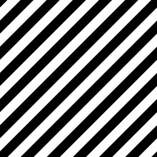 Vector Diagonal Striped Seamless Pattern. Black And White Background