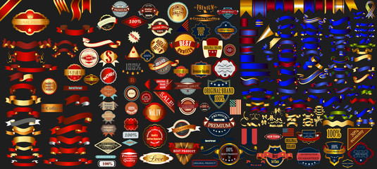 Poster - labels set premium quality, cafe, bakery, sale, Christmas, and,