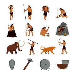 Canvas Print - Prehistoric Stone Age Caveman Icons