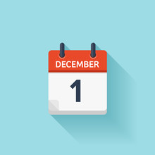 December 1 . Vector Flat Daily Calendar Icon. Date And Time, Day, Month. Holiday.