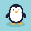 © anitnov - Cute Penguin Cartoon Character in Blue Background
