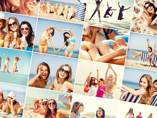 Canvas Print - girls having fun on the beach