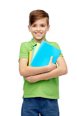 Wall Mural - happy student boy with folders and notebooks