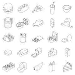 Wall Mural - food icons set, isometric 3d style